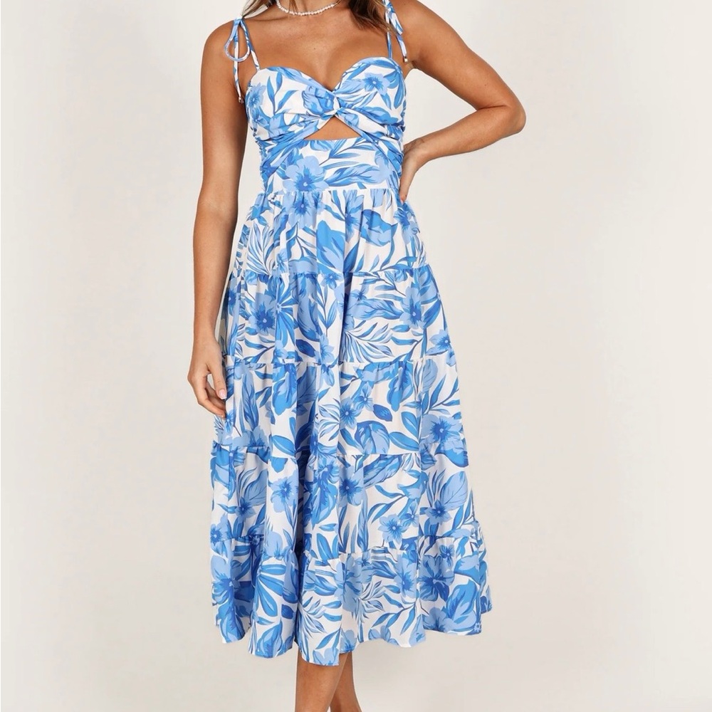 NWT new Petal & Pup Blue Floral Midi Dress